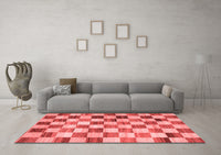 Machine Washable Checkered Red Modern Rug, wshcon2808red