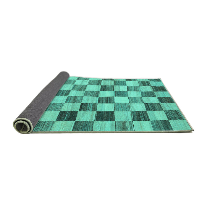 Sideview of Checkered Turquoise Modern Rug, con2808turq