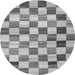 Machine Washable Checkered Gray Modern Rug, wshcon2808gry