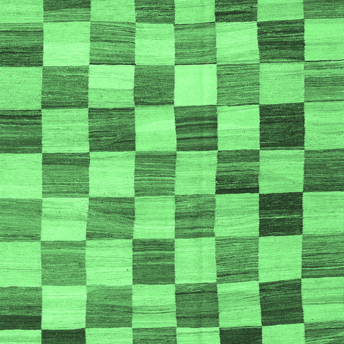 Machine Washable Checkered Emerald Green Modern Area Rugs, wshcon2808emgrn