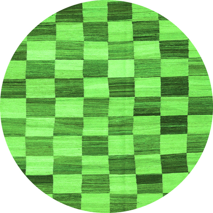 Machine Washable Checkered Green Modern Area Rugs, wshcon2808grn