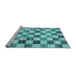 Sideview of Machine Washable Checkered Light Blue Modern Rug, wshcon2808lblu