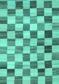 Checkered Turquoise Modern Rug, con2808turq