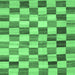 Square Machine Washable Checkered Emerald Green Modern Area Rugs, wshcon2808emgrn