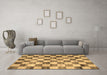 Machine Washable Checkered Brown Modern Rug in a Living Room,, wshcon2808brn