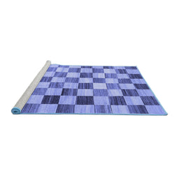 Sideview of Machine Washable Checkered Blue Modern Rug, wshcon2808blu