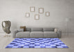 Machine Washable Checkered Blue Modern Rug in a Living Room, wshcon2808blu