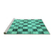 Sideview of Machine Washable Checkered Turquoise Modern Area Rugs, wshcon2808turq
