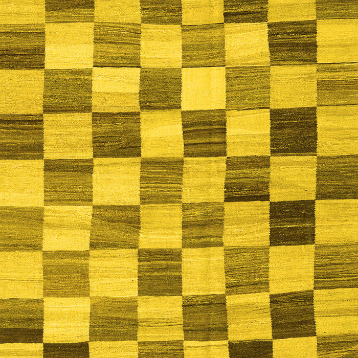 Machine Washable Checkered Yellow Modern Rug, wshcon2808yw