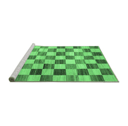 Sideview of Machine Washable Checkered Emerald Green Modern Area Rugs, wshcon2808emgrn