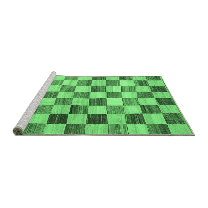 Sideview of Machine Washable Checkered Emerald Green Modern Area Rugs, wshcon2808emgrn