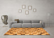 Machine Washable Checkered Orange Modern Area Rugs in a Living Room, wshcon2808org