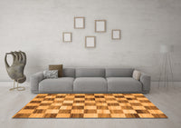 Machine Washable Checkered Orange Modern Rug, wshcon2808org