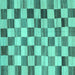 Square Checkered Turquoise Modern Rug, con2808turq