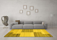 Machine Washable Abstract Yellow Contemporary Rug, wshcon2809yw