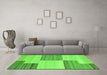 Machine Washable Abstract Green Contemporary Area Rugs in a Living Room,, wshcon2809grn