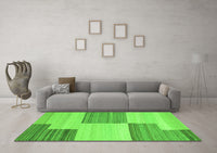 Machine Washable Abstract Green Contemporary Rug, wshcon2809grn