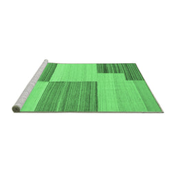 Sideview of Machine Washable Abstract Emerald Green Contemporary Area Rugs, wshcon2809emgrn