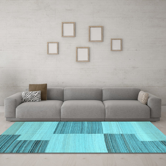 Machine Washable Abstract Light Blue Contemporary Rug in a Living Room, wshcon2809lblu