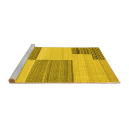 Sideview of Machine Washable Abstract Yellow Contemporary Rug, wshcon2809yw