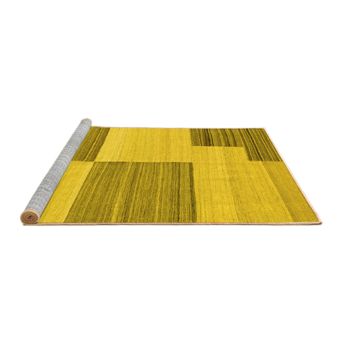 Sideview of Machine Washable Abstract Yellow Contemporary Rug, wshcon2809yw