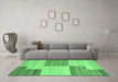 Machine Washable Abstract Emerald Green Contemporary Area Rugs in a Living Room,, wshcon2809emgrn