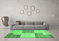 Machine Washable Abstract Emerald Green Contemporary Rug, wshcon2809emgrn