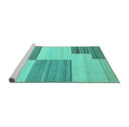 Sideview of Machine Washable Abstract Turquoise Contemporary Area Rugs, wshcon2809turq