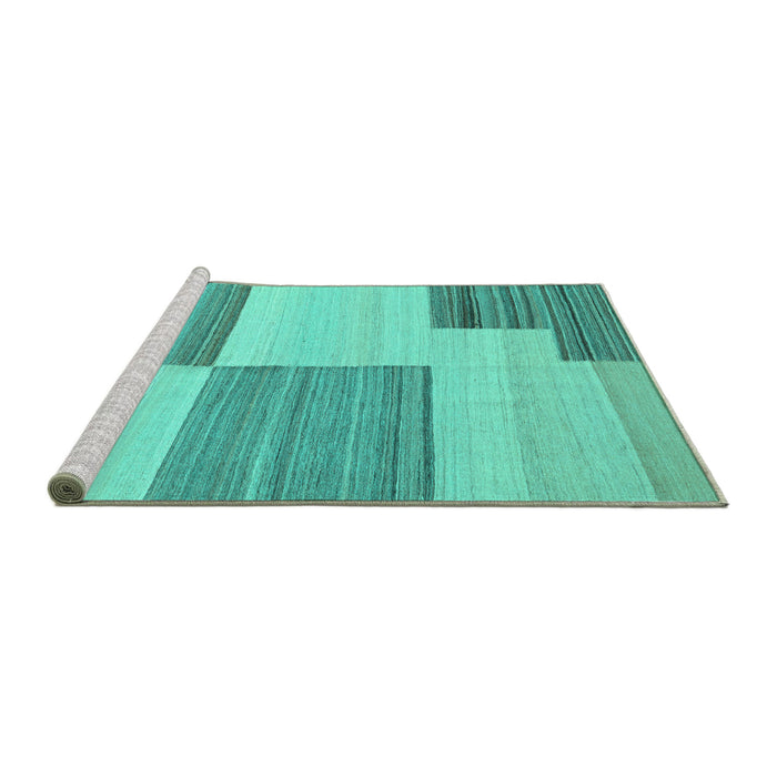 Sideview of Machine Washable Abstract Turquoise Contemporary Area Rugs, wshcon2809turq