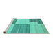 Sideview of Machine Washable Abstract Turquoise Contemporary Area Rugs, wshcon2809turq