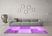 Machine Washable Abstract Purple Contemporary Area Rugs in a Living Room, wshcon2809pur