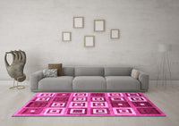 Machine Washable Abstract Pink Contemporary Rug, wshcon280pnk