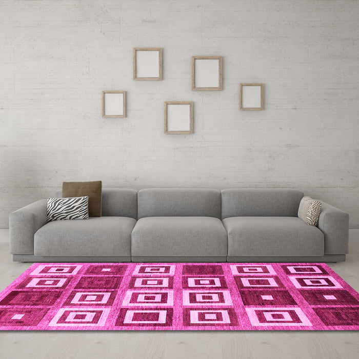 Machine Washable Abstract Pink Contemporary Rug in a Living Room, wshcon280pnk