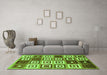 Machine Washable Abstract Green Contemporary Area Rugs in a Living Room,, wshcon280grn