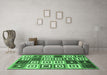 Machine Washable Abstract Emerald Green Contemporary Area Rugs in a Living Room,, wshcon280emgrn