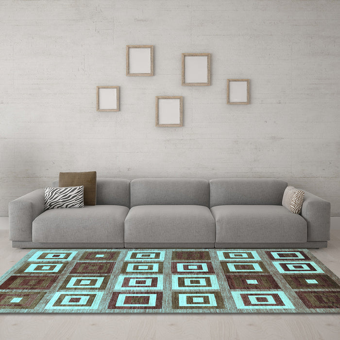 Machine Washable Abstract Light Blue Contemporary Rug in a Living Room, wshcon280lblu