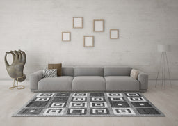 Machine Washable Abstract Gray Contemporary Rug in a Living Room,, wshcon280gry