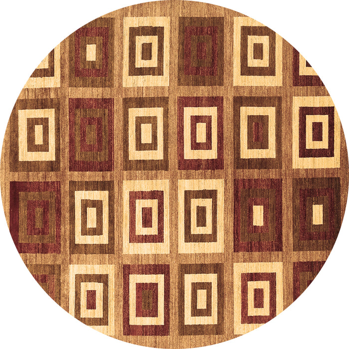 Round Machine Washable Abstract Brown Contemporary Rug, wshcon280brn