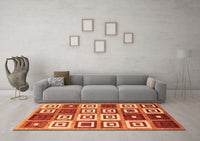 Machine Washable Abstract Orange Contemporary Rug, wshcon280org