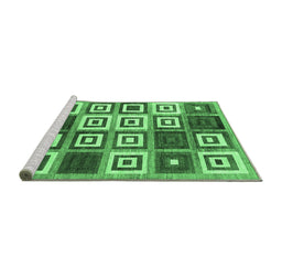 Sideview of Machine Washable Abstract Emerald Green Contemporary Area Rugs, wshcon280emgrn