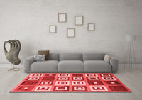 Machine Washable Abstract Red Contemporary Rug, wshcon280red