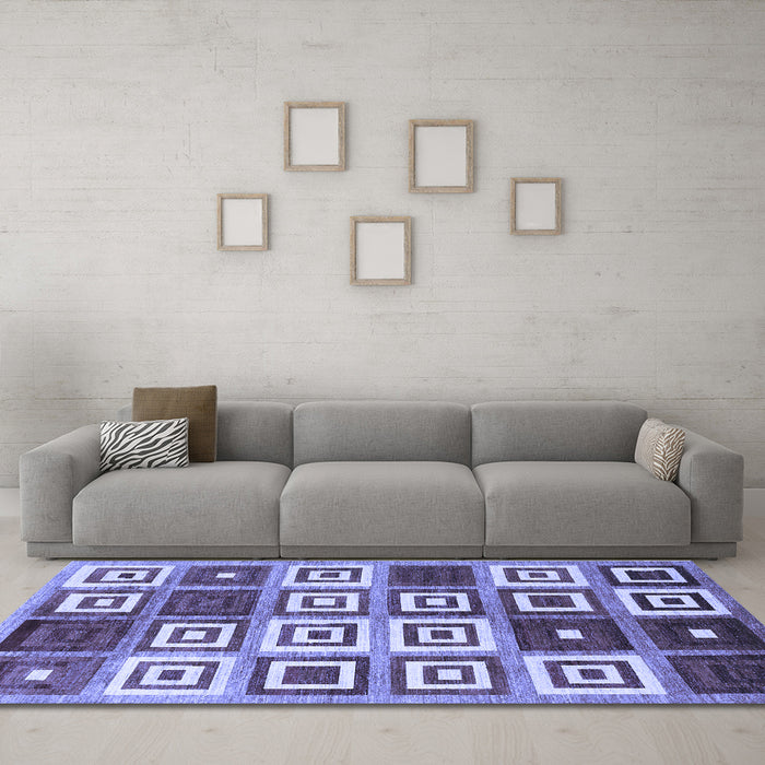 Machine Washable Abstract Blue Contemporary Rug in a Living Room, wshcon280blu