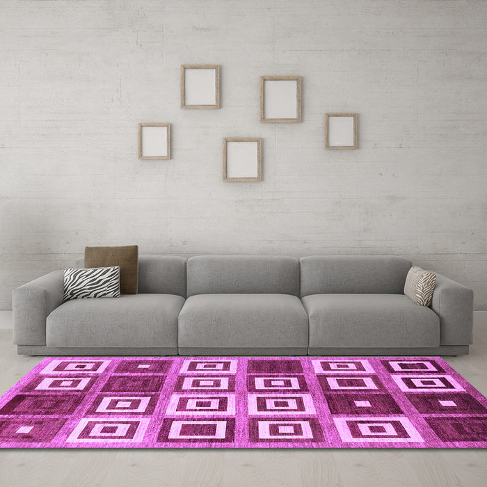 Machine Washable Abstract Purple Contemporary Area Rugs in a Living Room, wshcon280pur