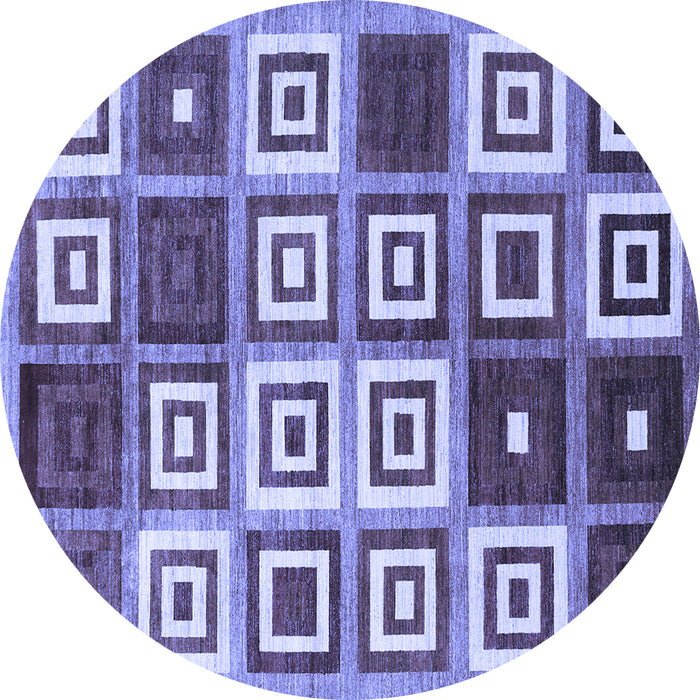 Round Abstract Blue Contemporary Rug, con280blu