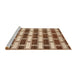 Serging Thickness of Machine Washable Contemporary Saddle Brown Rug, wshcon281