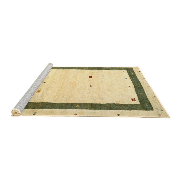 Serging Thickness of Machine Washable Contemporary Brass Green Rug, wshcon2810