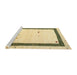 Serging Thickness of Machine Washable Contemporary Brass Green Rug, wshcon2810