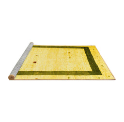 Sideview of Machine Washable Solid Yellow Modern Rug, wshcon2810yw