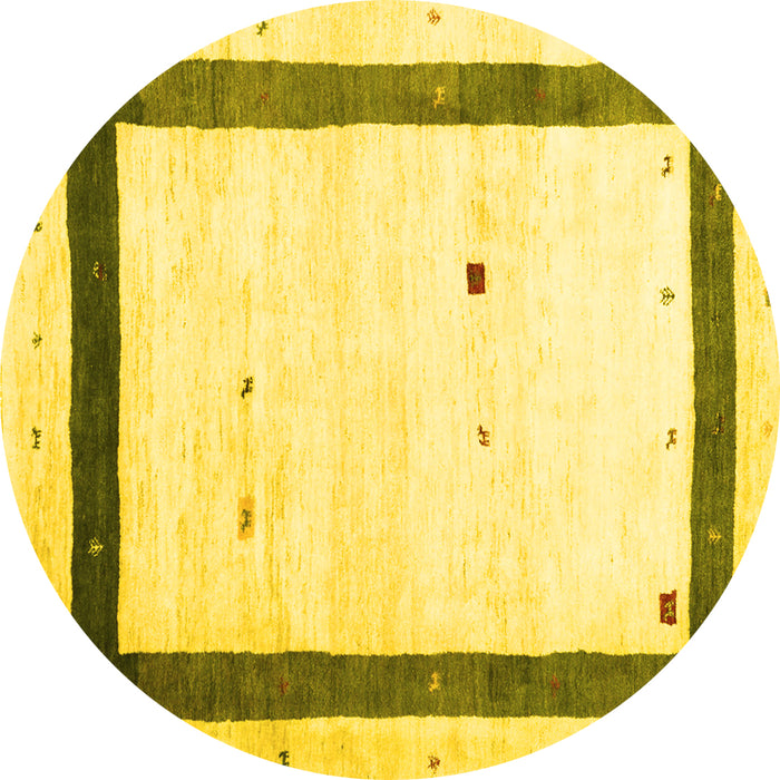 Round Machine Washable Solid Yellow Modern Rug, wshcon2810yw
