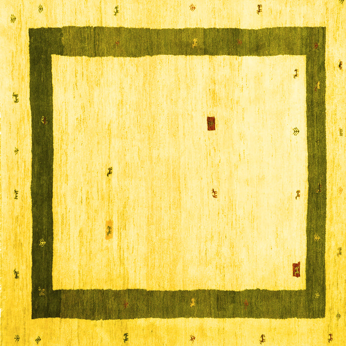 Square Machine Washable Solid Yellow Modern Rug, wshcon2810yw